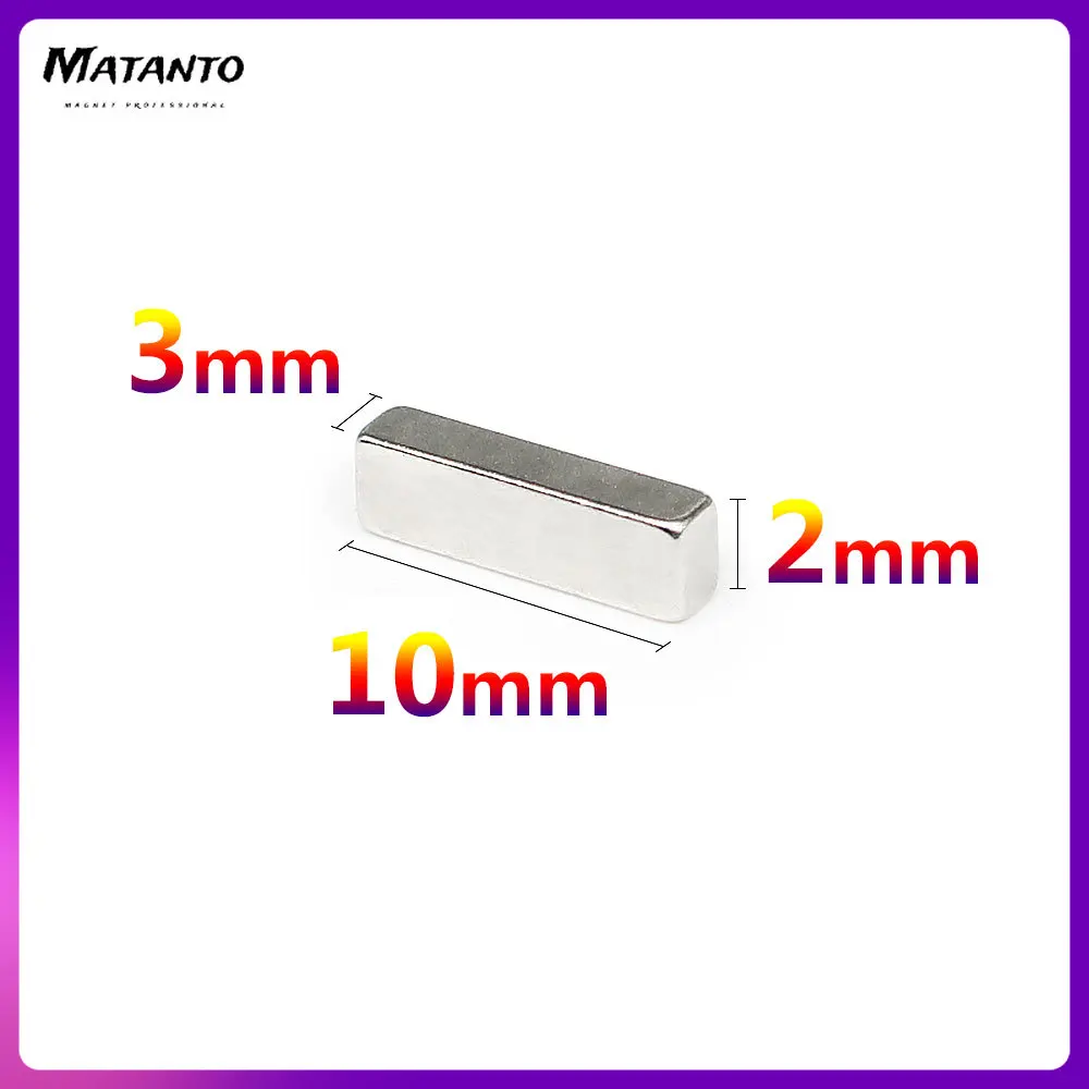 

20/50/100/200/500/1000PCS 10x3x2 Quadrate Rare Earth Neodymium Magnet Sheet N35 Thin Block Permanent Magnet 10x3x2mm 10*3*2 mm