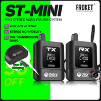 Debra ST-MINI Audio Stereo UHF IEM Wireless In-Ear Monitor System Rechargeable for Music Live Broadcast Stage Performance