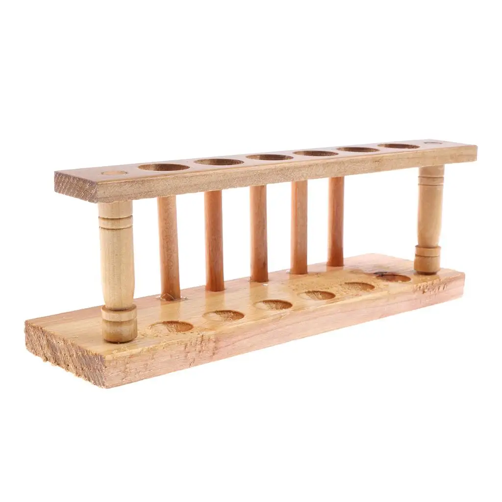 Laboratory Wooden Test Tube Stand Classroom Teaching Supply Six Holes Detachable Holder for Chemistry Lessons