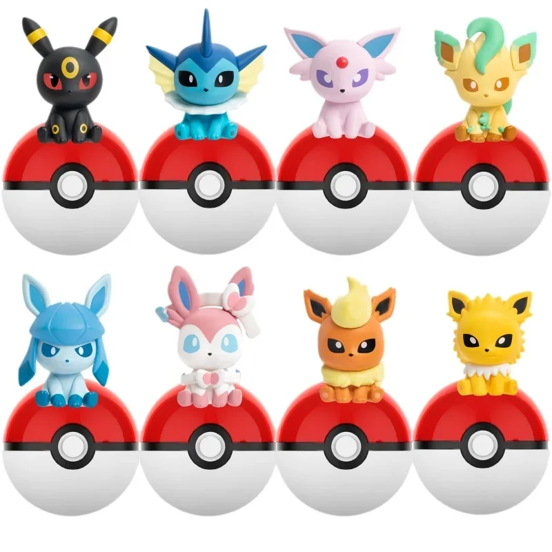 

Мини-фигурки аниме Pokemon Pokeball, слепая коробка, игрушка Eevee Eeveelutions Sylveon Jolteon Espeon Umbreon Flareon, подарки для детей
