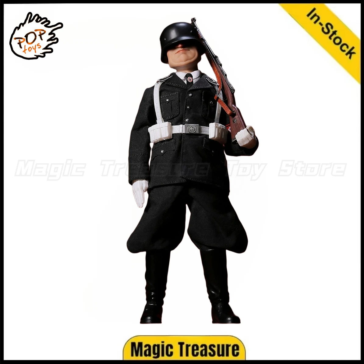 

【В наличии】Оригинальные POPTOYS BGS010 солдатская серия с большой головой, черный SS Fat Man 1/12, экшн-фигурка, орнамент, подарок