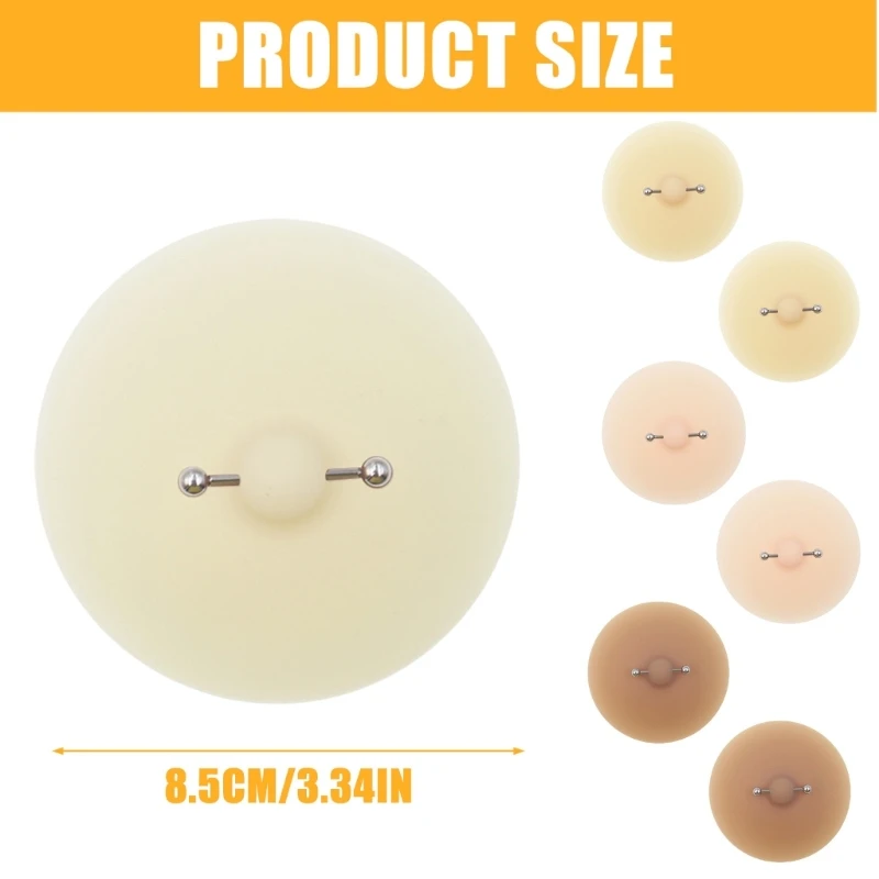 2Pcs/Pair 8.5cm Round Silicone Nipple Cover with Piercing Reusable Adhesive Pasties Lingerie Breast Pads for Women Accessories