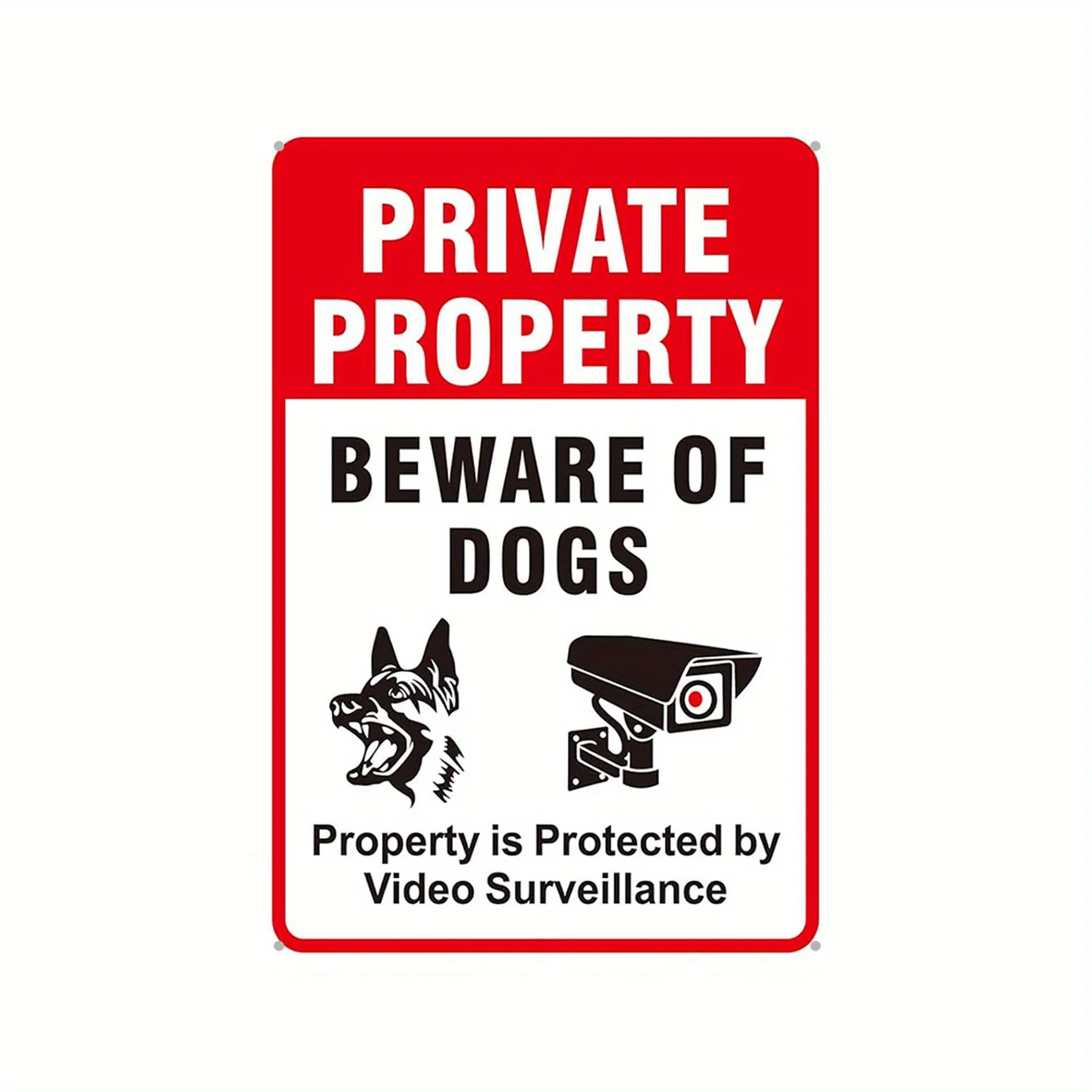 Propiedad privada, letrero Be Careful of Dogs: cartel de hierro con advertencia de videovigilancia, impermeable y resistente a la intemperie,
