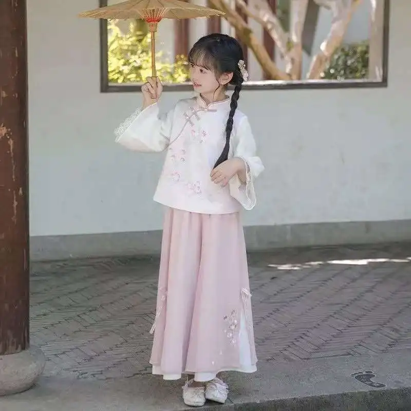 

Girls New Suit Children Top Set Summer Short Sleeved T-shirt Pants 2PCS Kid Solid Color Outfits Teen Casual Loose Clothes 2-12T