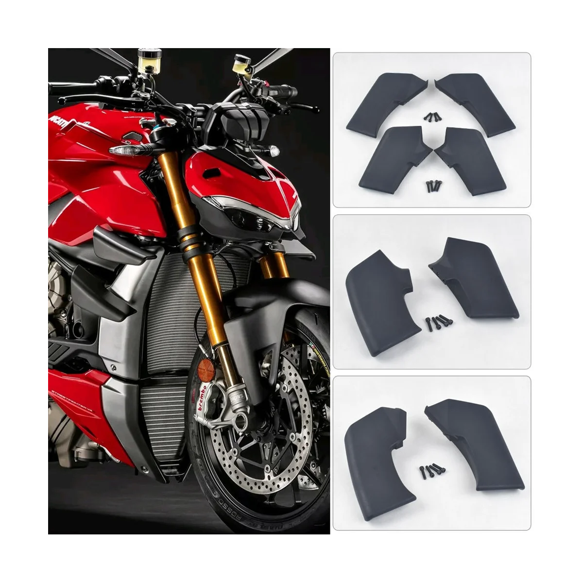 

Motorcycle Deflector Aerodynamic Wing Spoiler Fairing Cover for Ducati Streetfighter V4 V4S V4R