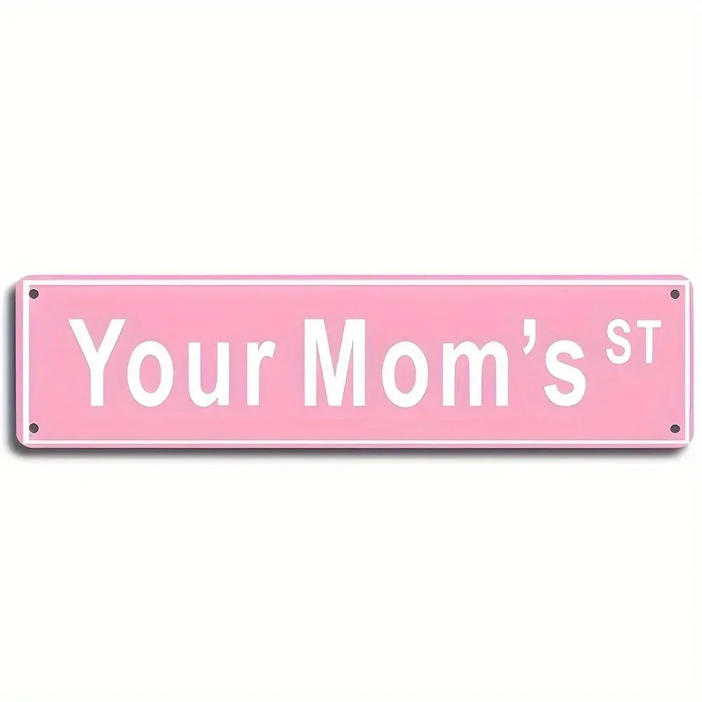 1pc Vibrant Pink Street‑Style Metal Plaque, Humorous Attitude Vibe, Game Room Party Space Indoor Outdoor Wall Decor, Decorative