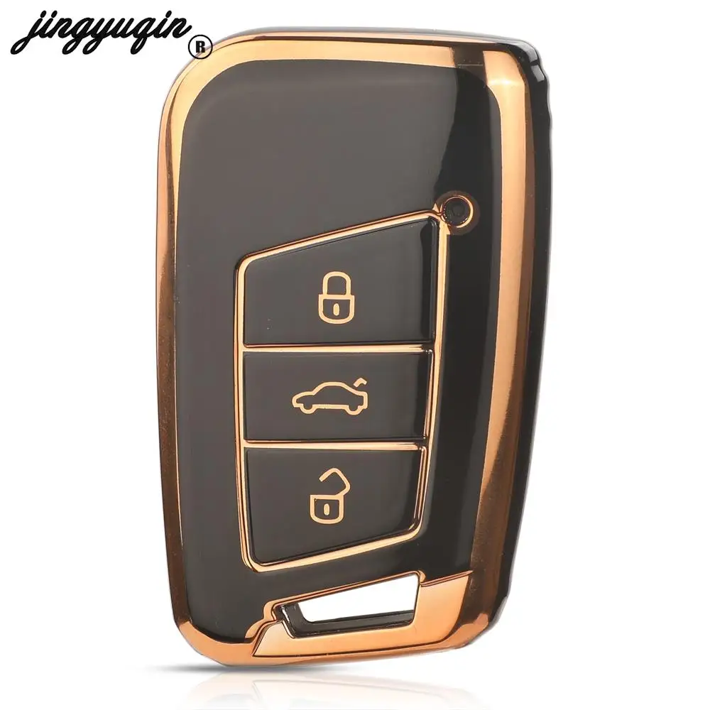 jingyuqin 3 Buttons New TPU Car Key Case For VW Magotan Passat B8 TIGUAN MK2 SKODA Superb A7 Protector Auto Accessories