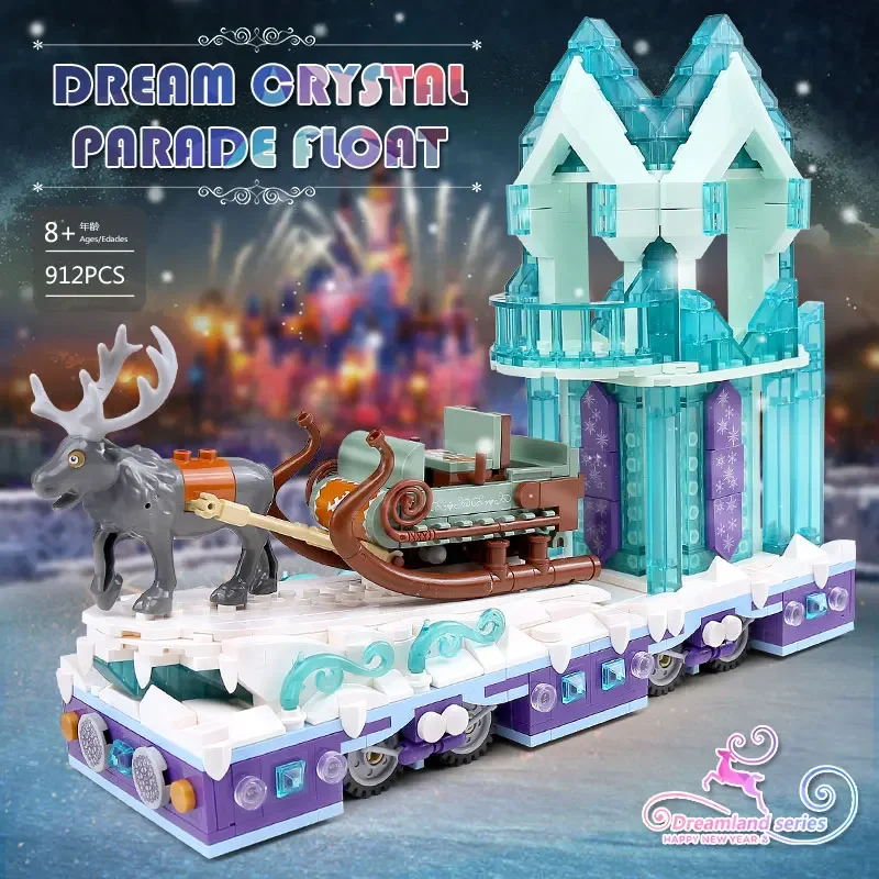 Creative Expert MOC Dream Crystal Parade Float Elk Sleigh Car Model 901PCS Building Blocks Brick Puzzle Toys for Children Gift