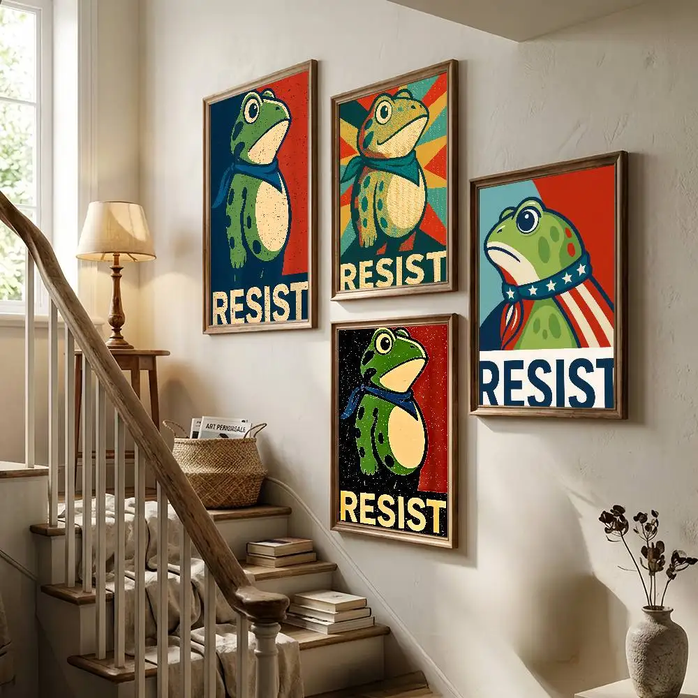Resist Portland Frog Poster For Bedroom Gamer Room Decor Restaurant Wall Trendy Aesthetic Gift