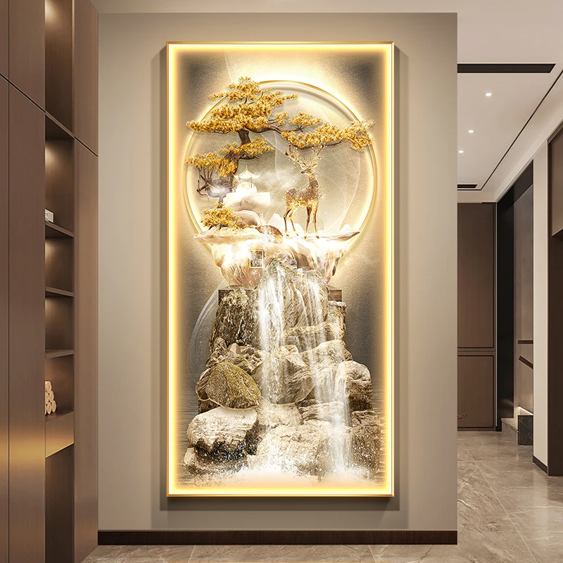 Modern LED Wall Lamp Crystal Porcelain For Corridor Green Plant Indoor Living Room Home Decoration Mural Light Hanging Painting