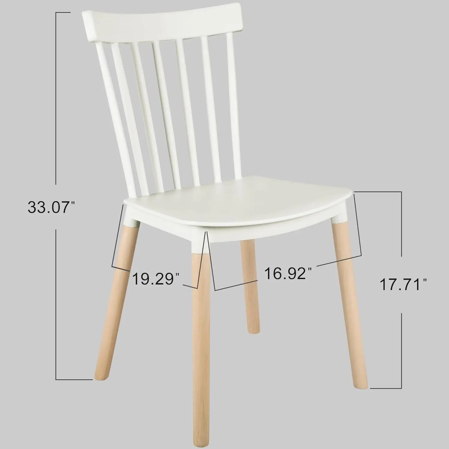 Armloze moderne plastic stoelen met houten poten voor woon-, slaapkamer-, keuken-, kamer-, restaurants, cafés, S