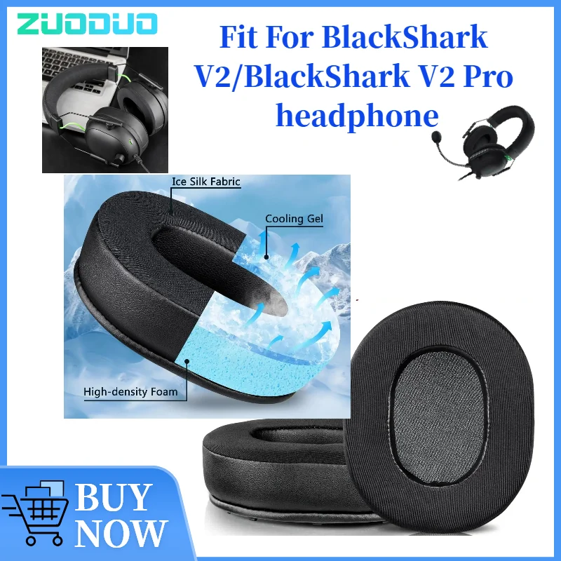 

ZUODUO Ear pads for Razer Black Shark V2PRO /V2 replacement headphones Earmuffs Mesh cloth Softer Protein Leather Earpads