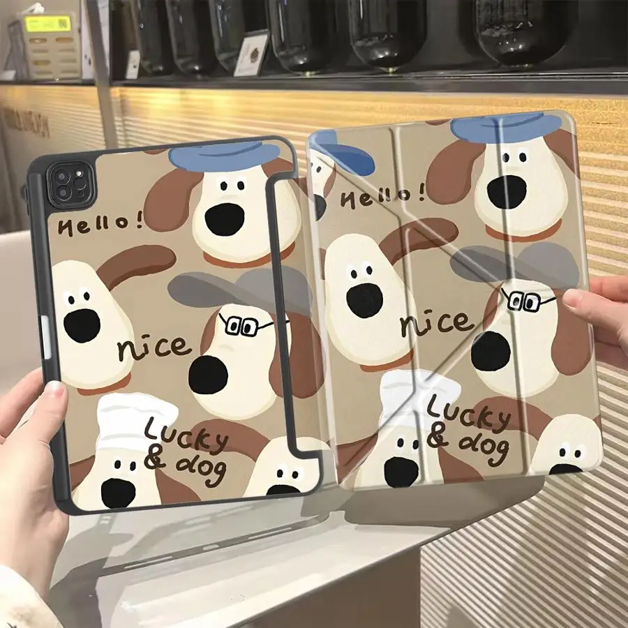 

Забавный чехол для планшета с изображением собаки для iPad Pro 2025, Pro 11-го, 10-го, 9-го, 8-го, 7-го поколений, 12.9 дюймов, Air 4, 5, M3, M2, 1, 2, M4, 11 дюймов, Mini 6, 7, с держателем