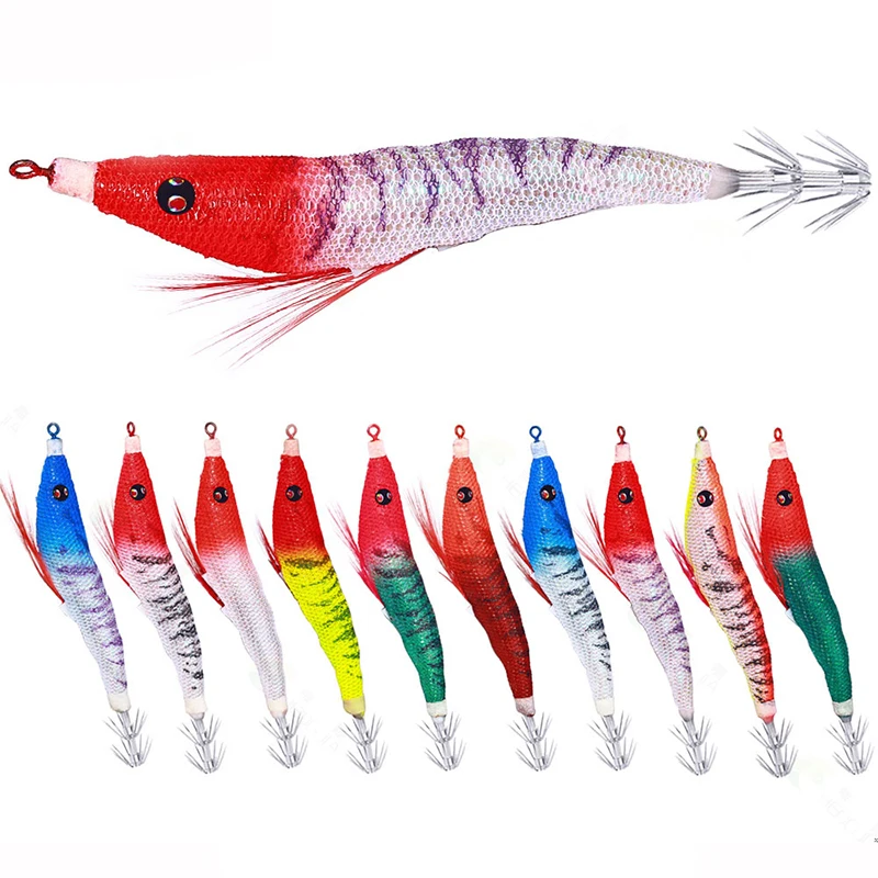 10.7cm 6.3g Squid Jigs Fishing Lure Artificial Squid Hook Jigging Baits For Sea Fishing Cuttlefish EGI Luminous