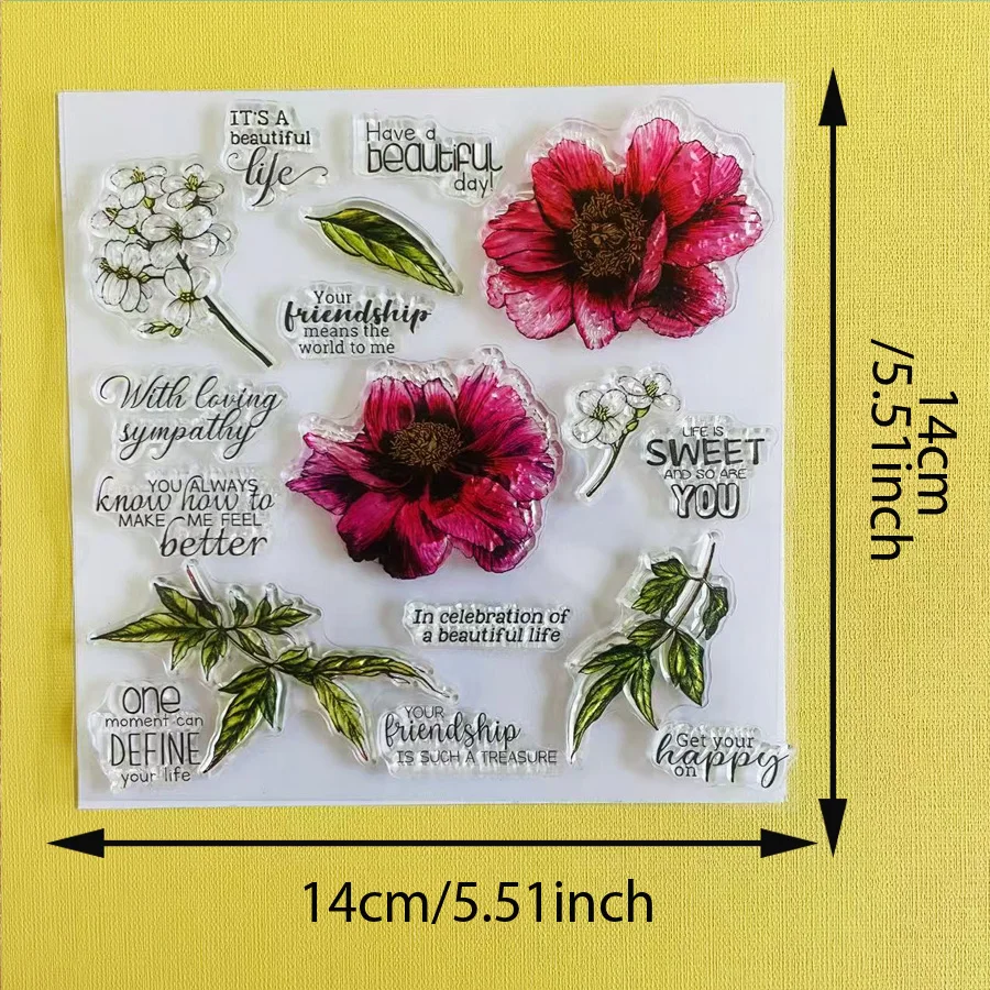 Transparent Silicone Rubber Stamps Plant Flower Cactus Rose Tulip Sentiment Phrase Clear Seal for Journal Card Making Album Deco