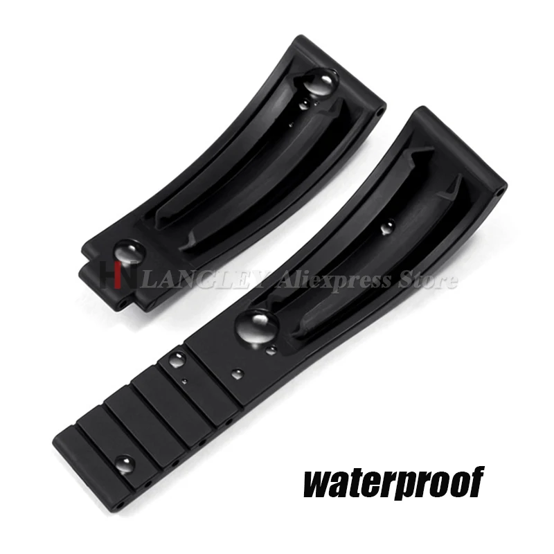 Cinturino per orologio in gomma morbida da 20 mm per Rolex Green Water Ghost Daytona Diver Band Bracciale sportivo da uomo con fibbia pieghevole in silicone impermeabile