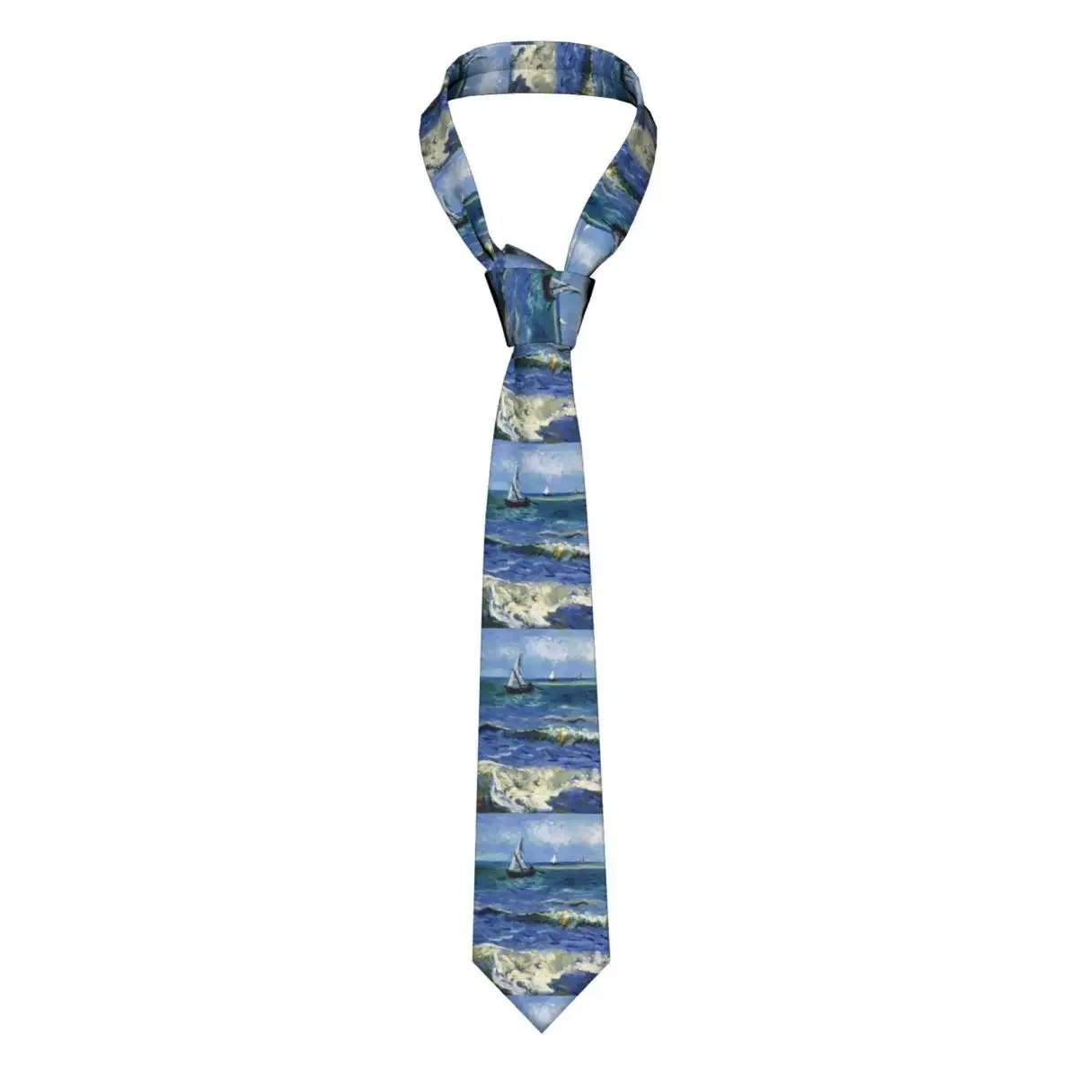 Formal Vincent Van Gogh Neck Ties Men Custom Silk Beach at Scheveningen in Stormy Weather Necktie for Office Cravat