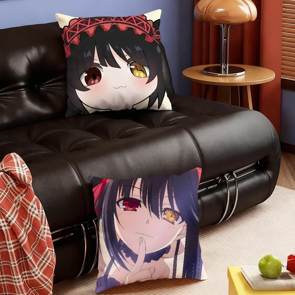 Anime T-Tokisaki Kurumi-S Kawaii cushion cover Soft Smooth Hidden Zipper Washable Decorative Couch Office Housewarming Gift