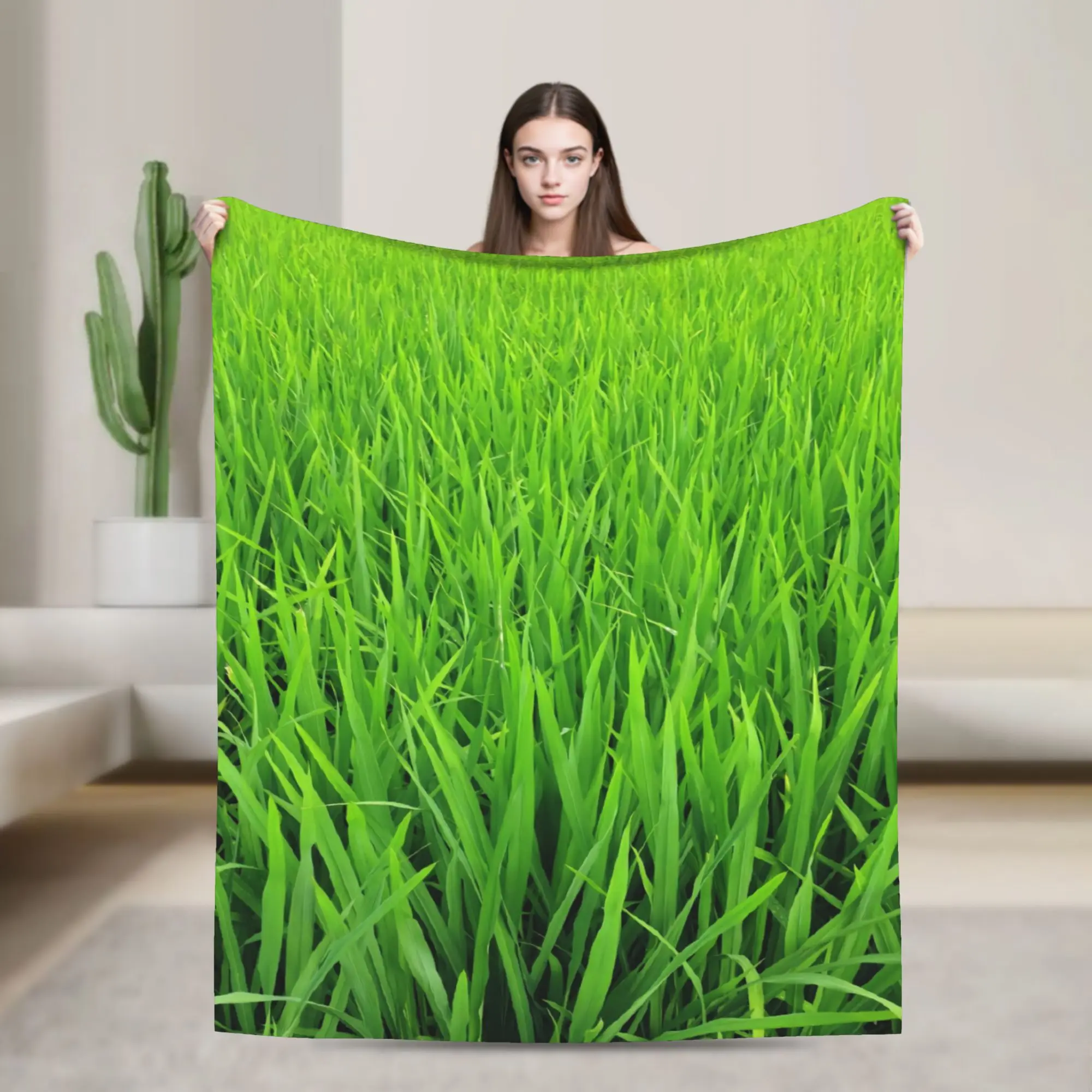 Comfort Green lawn grass  Blanket Stuff Sofa Decorative  Throw Blanket Super Soft Flannel for Travel