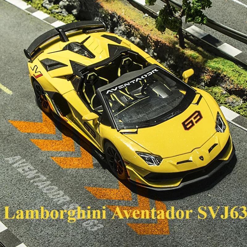 

1/24 Lamborghini Aventador SVJ63 Alloy Racing Car Diecast Metal Model Sound & Light Toys Computer Desktop Decoration Collection