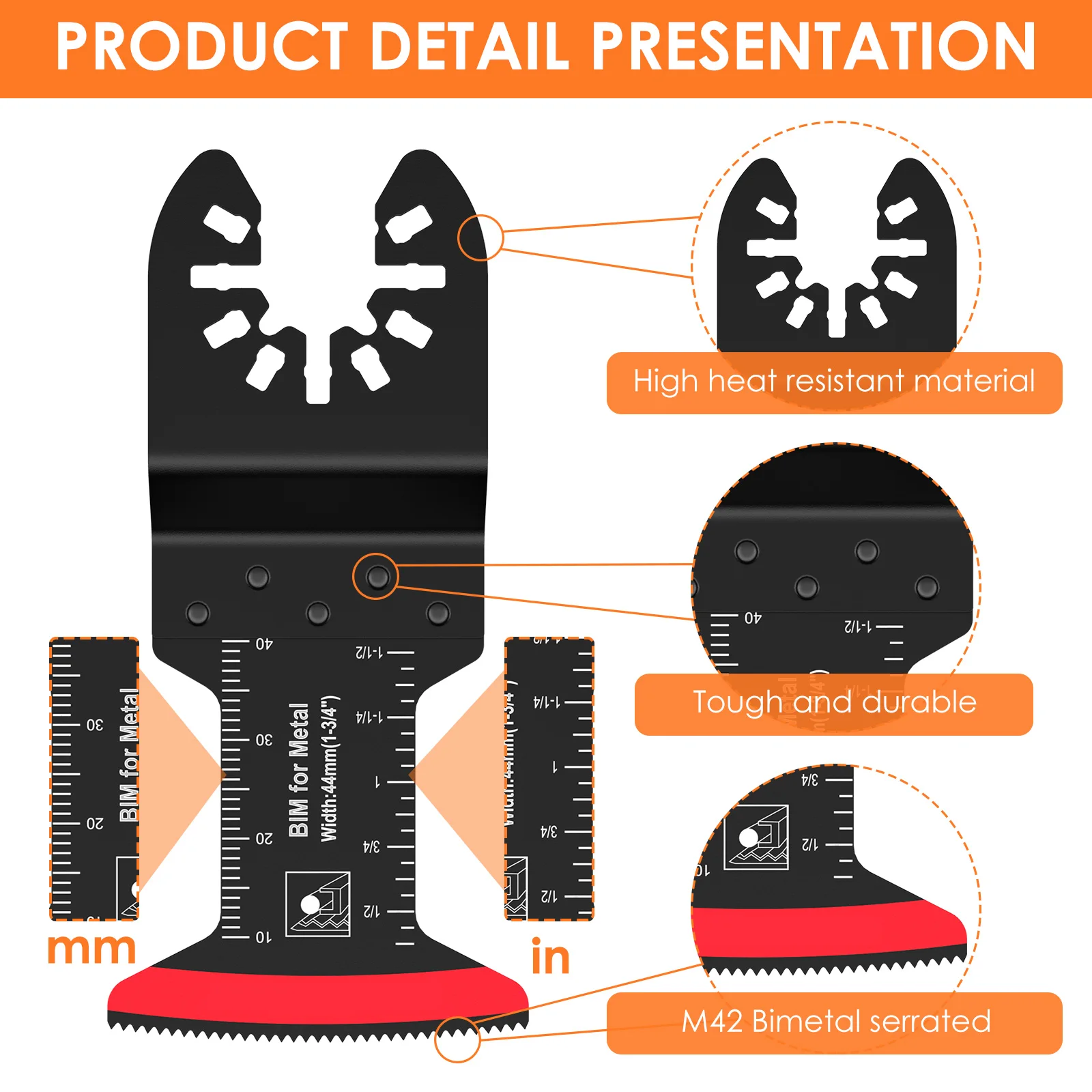 10Pcs Oscillating Saw Blade 1-3/8inch Multifunctional HCS Multitool Blades Set Universal Curved-Edge Cutting Oscillating Tool