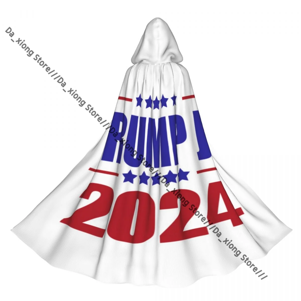 Witch Long Hooded Robe Trump 2024 Flag Print Halloween Cloak Cosplay Costumes for Adult