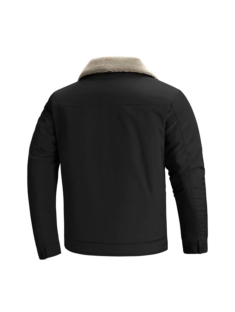 Winter Thick Warm Cotton Jacket Men Business Casual Faux Fur Lapel Collar Fashion Comfort For Elderly Fathers Daily Casual