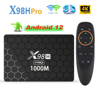 1000M X98H Pro Android 12 Smart TV Box Allwinner H618 Quad Core Set Top Box  HD 4K AV1 2.4/5G Dual Wifi6 BT5 64GB Media Player