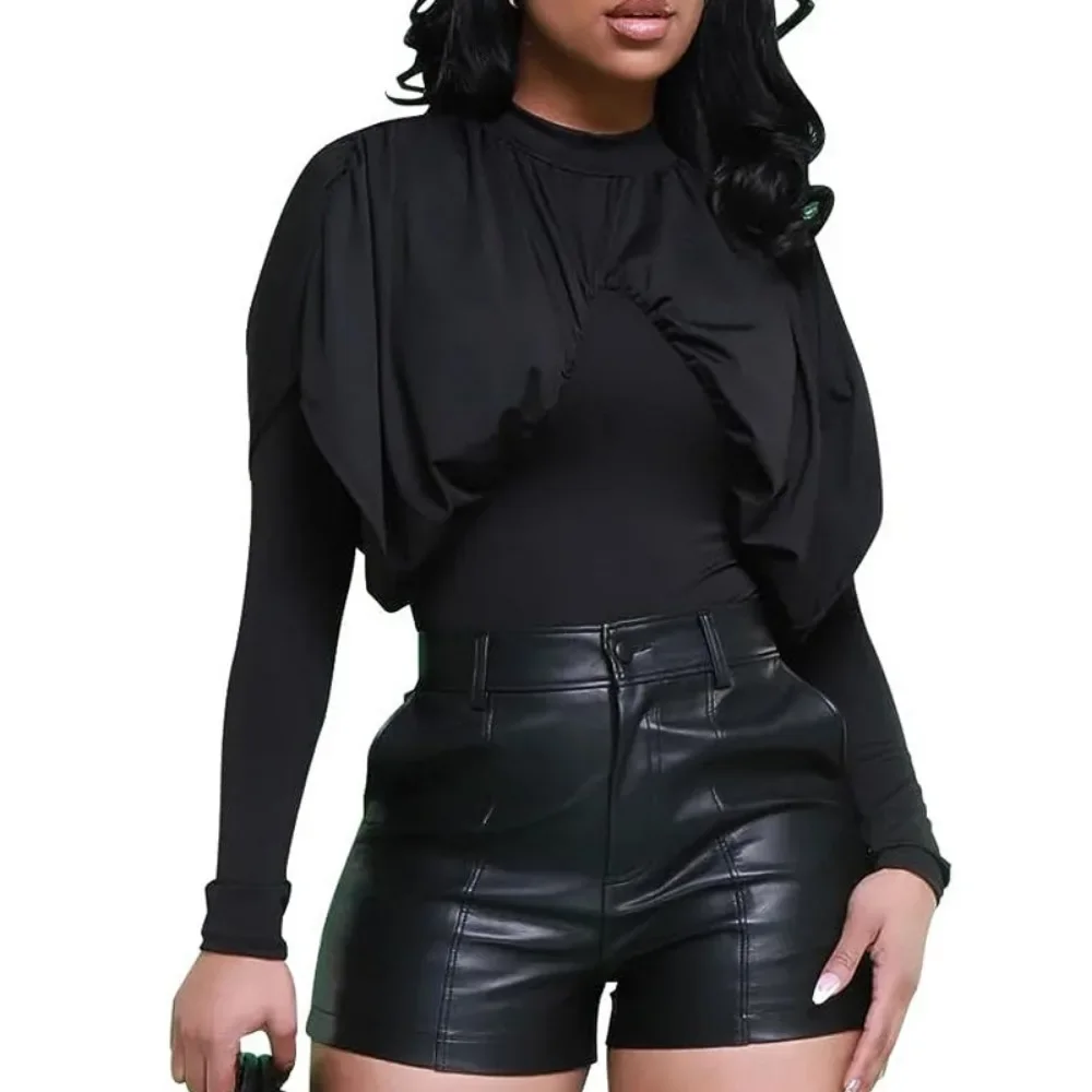 Sexy Black PU Leather Shorts High Waist for Women Faux Leather Shorts Casual Tight Hip Pants Femme Clothing