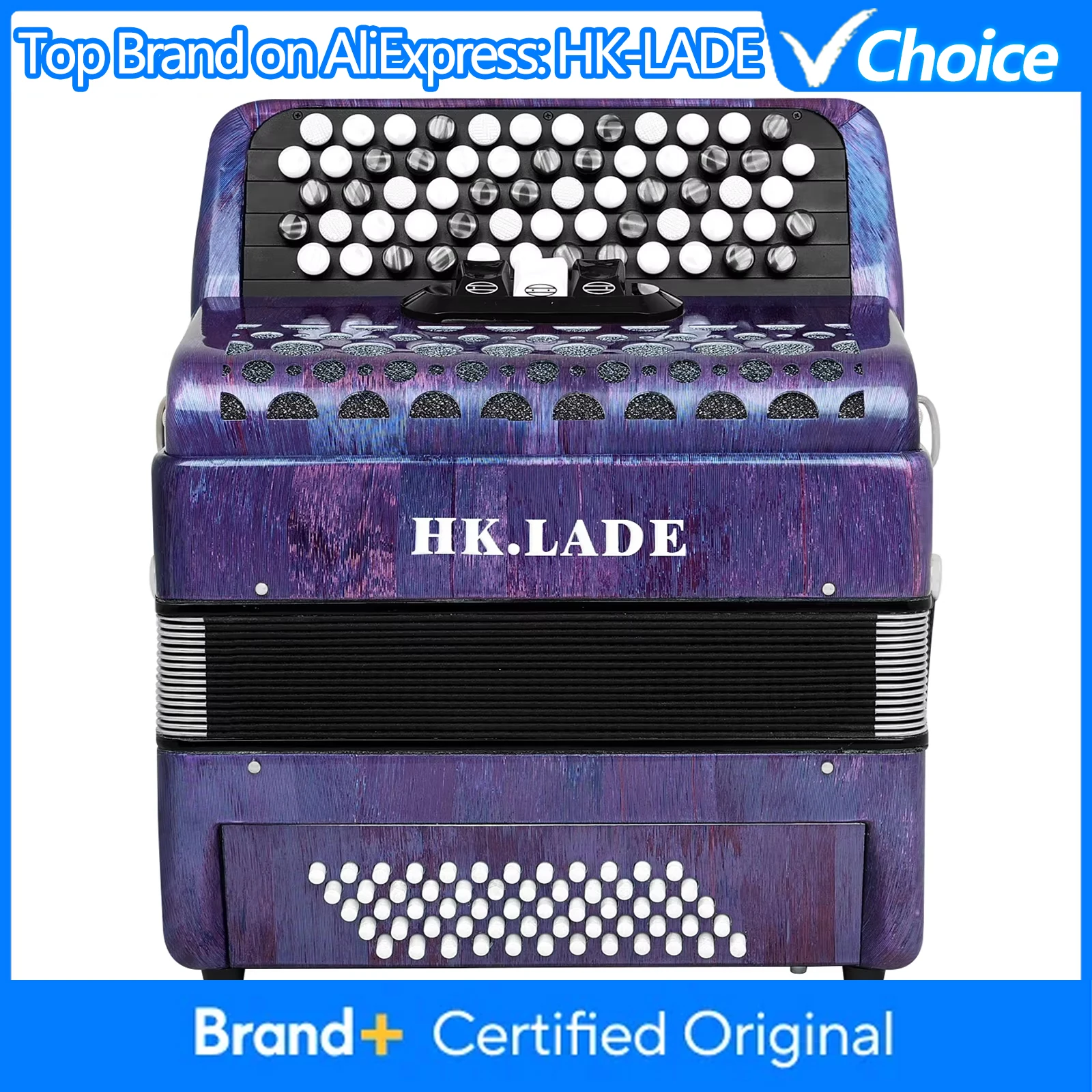 

Профессиональный аккордеон HK-LADE с 62 кнопками и 60 басами, изменяющий цвет и тембр, с аксессуарами, фиолетовый