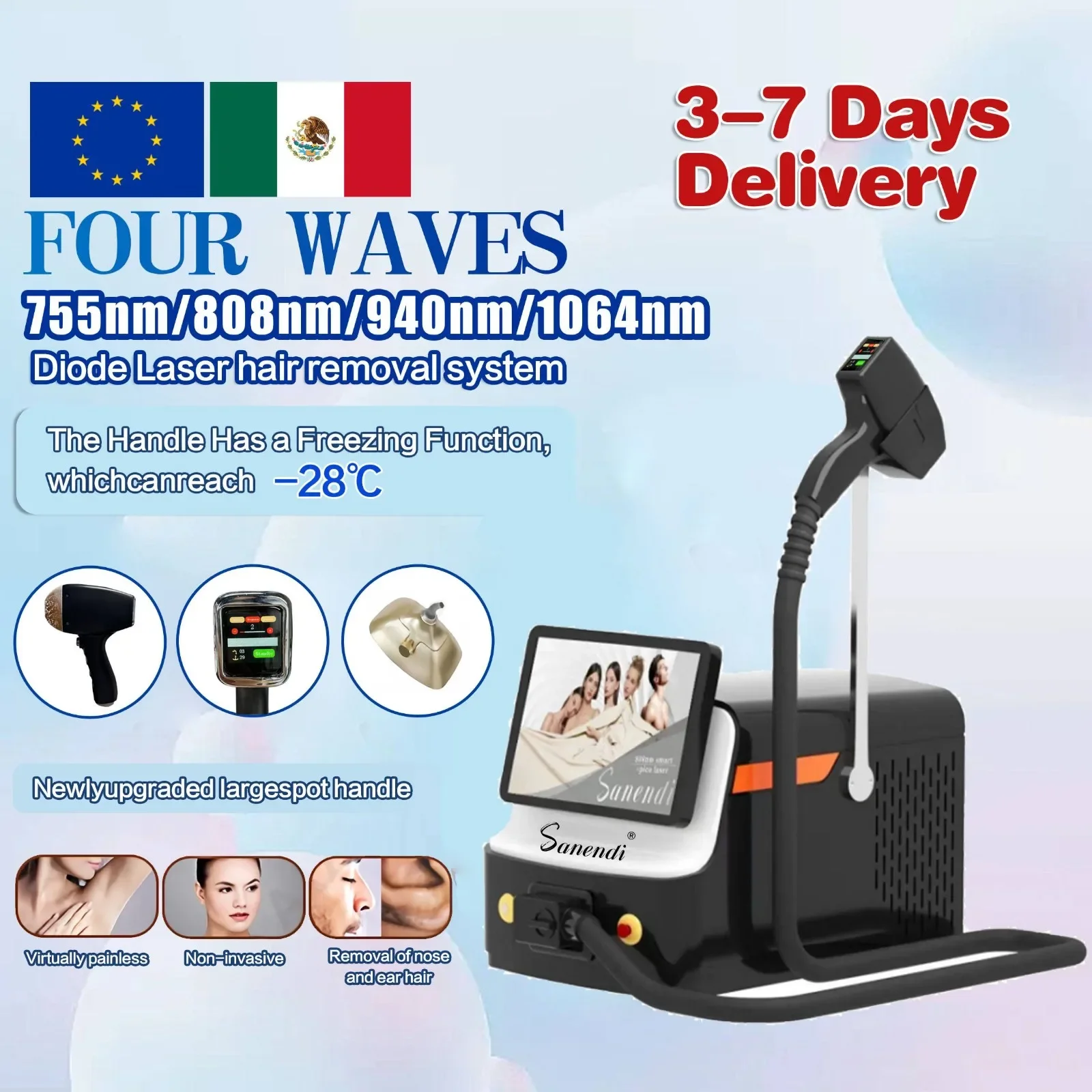 4 Wavelength Diode Laser Hair Removal Professional Depiladora Laser 755 808 940 1064nm Painless Machine Hair Removal Women