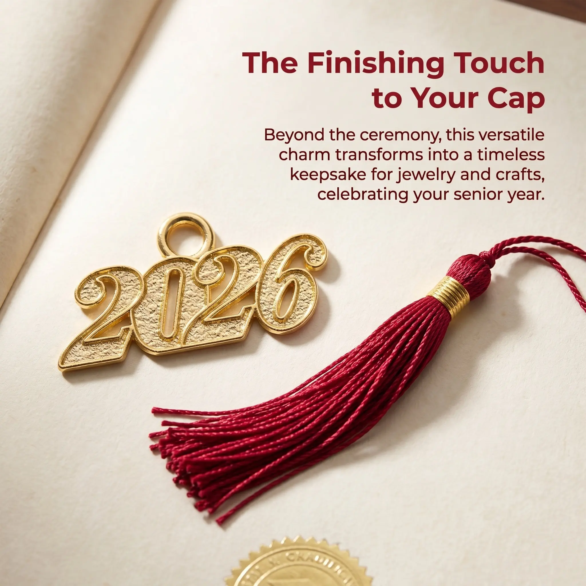 100 Pcs Mini Charms for Crafts Metal Tassels Pendants Year Graduation Cap Accessories Decorations Jewelry Number Memorial