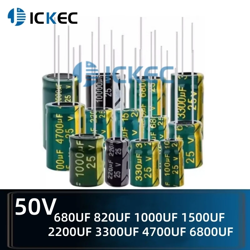 Leaded Inline Electrolytic Capacitors 50V 68UF 100UF 220UF 330UF 470UF 680UF 820UF 1000UF 15000UF 2200UF 3300UF 4700UF 6800UF