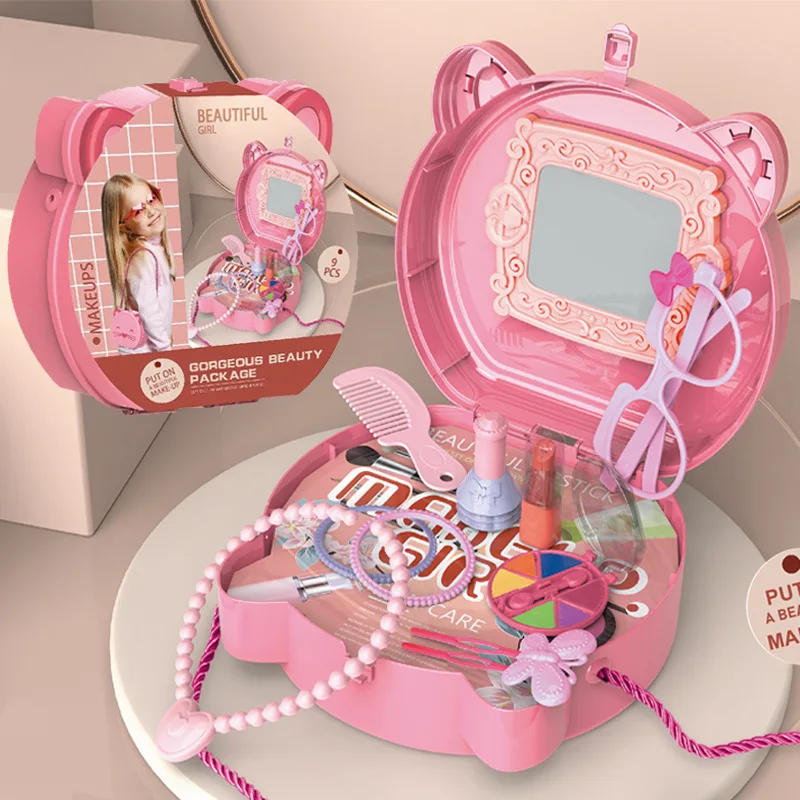 Bolsa de ombro requintada para meninas, brinquedos frisados Playhouse Set, acessórios DIY Dressing