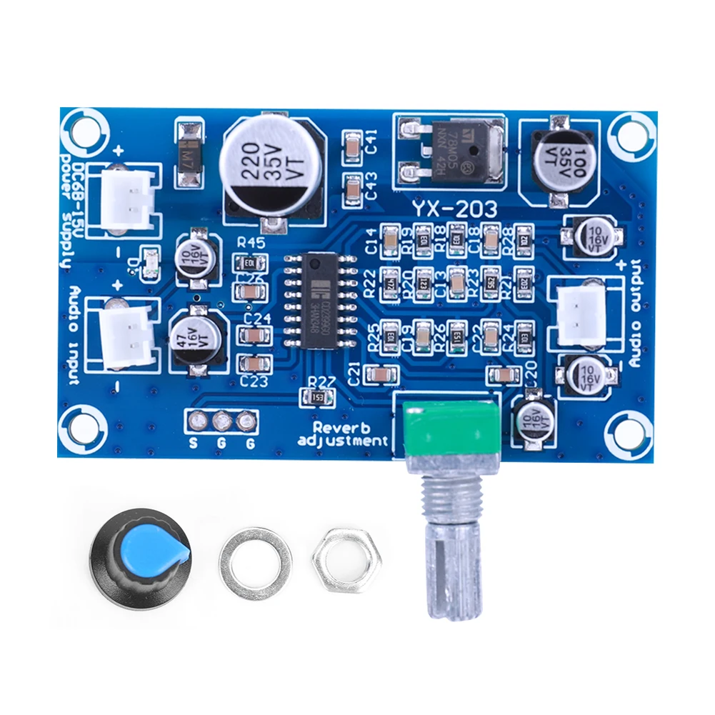 PT2399 płyta pogłosu mikrofonu efekt Super M65831 wzmacniacz mono przedwzmacniacz pogłosu DC pojedynczy zasilacz DC6-15V