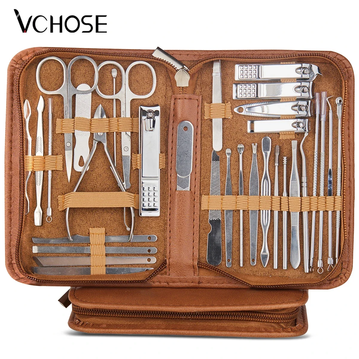 8/32 pçs conjunto de manicure profissional kit pedicure tesoura do prego kit aliciamento cortadores manicure aço inoxidável ferramentas beleza do prego