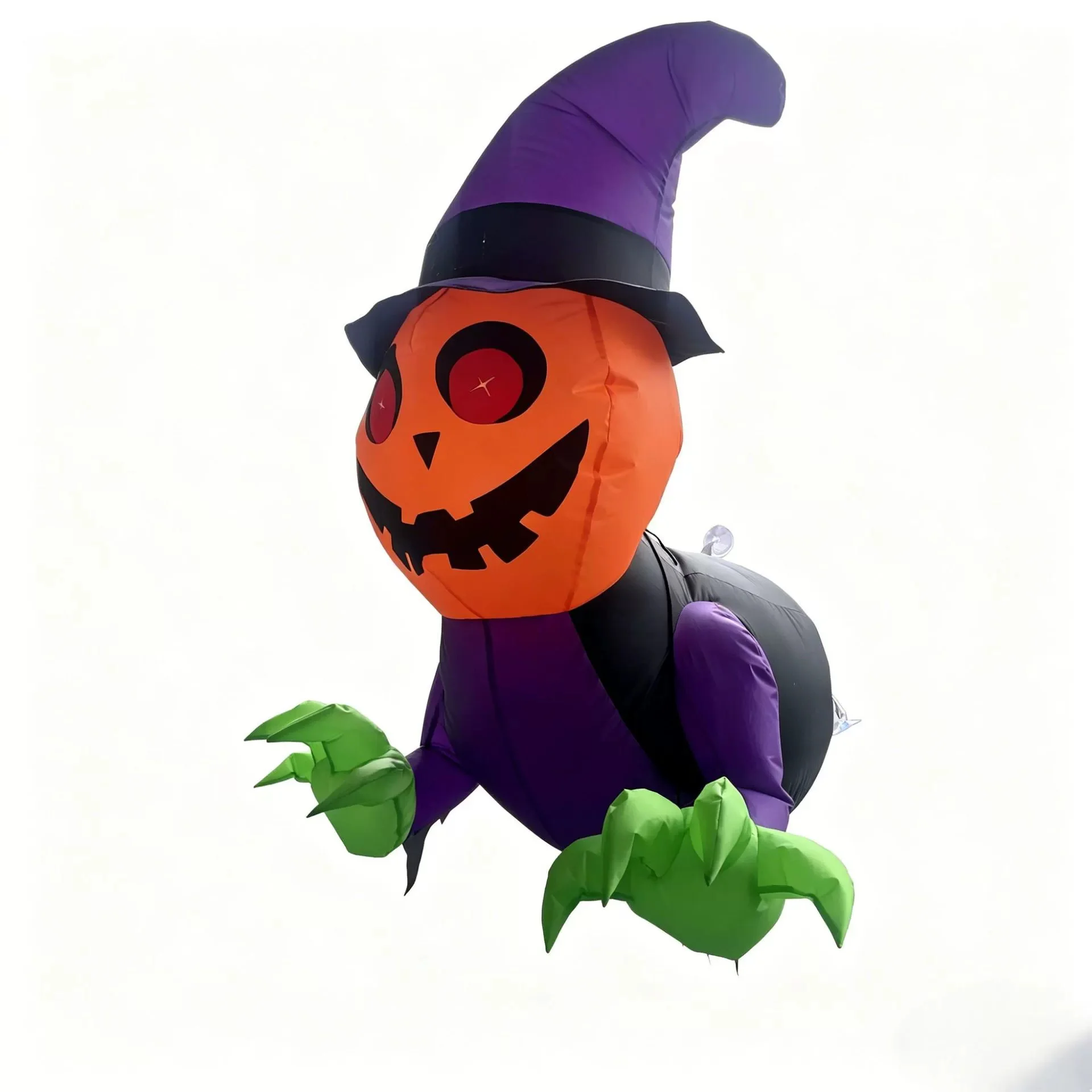 3.5 Ft Inflatable Halloween Window Decoration | Blow Up Pumpkin Ghost Broke Out from Window Built-in Multicolored Changing Light