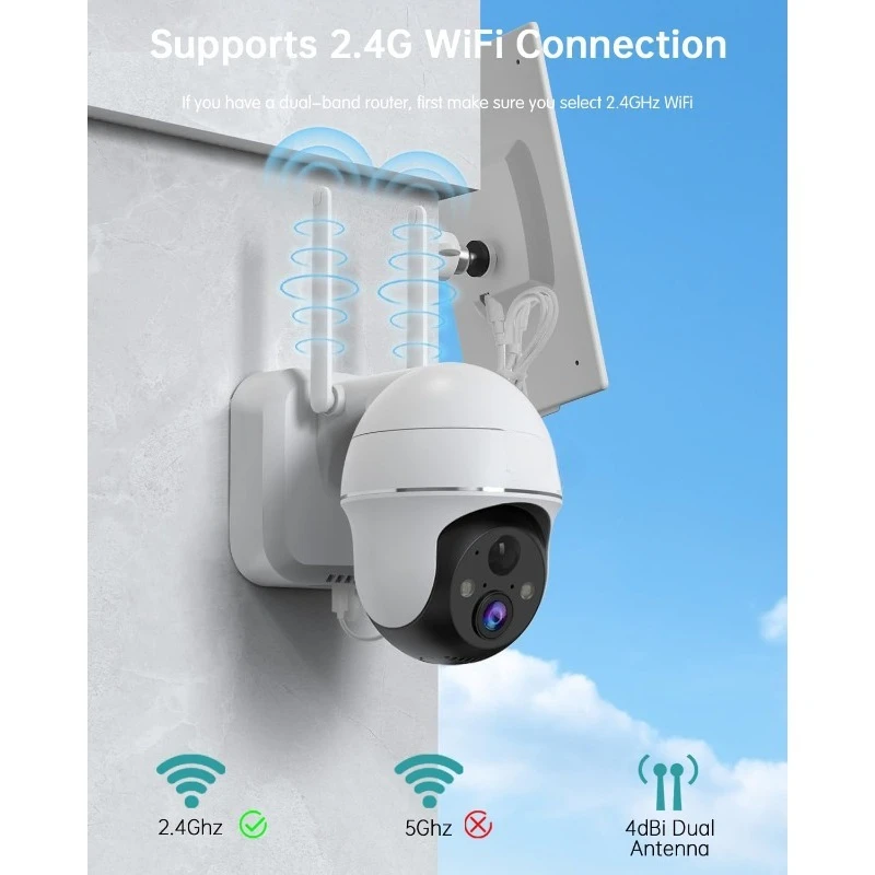 Solar Security Cameras Wireless Outdoor - 4 Packs, 360° View Outdoor Camera Wireless Solar Powered,2.4G WiFi Only,