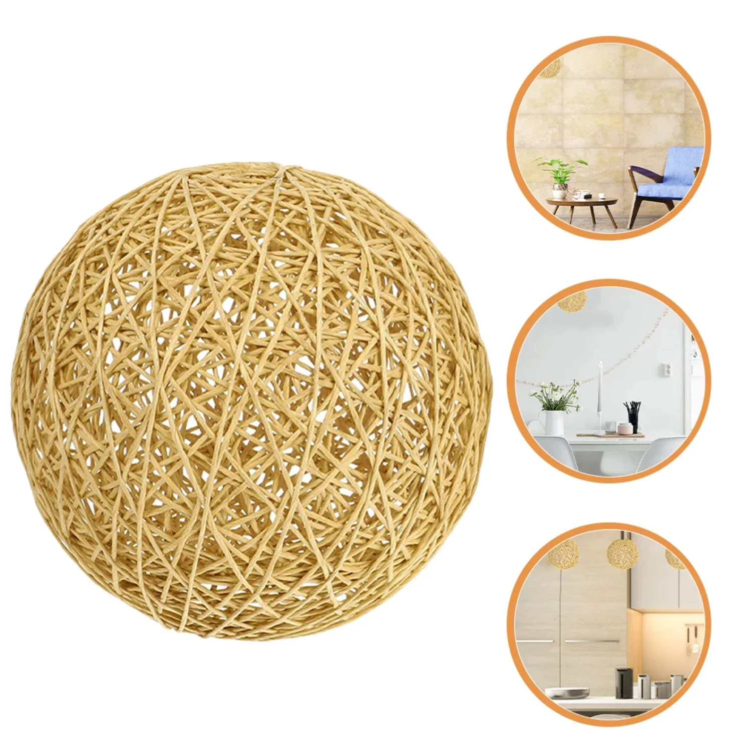 New Elegant, Cozy and Decorative Handcrafted Rustic Wicker Pendant Lampshade Cover - Stylish Unique Rattan Cotton Linen Lighting