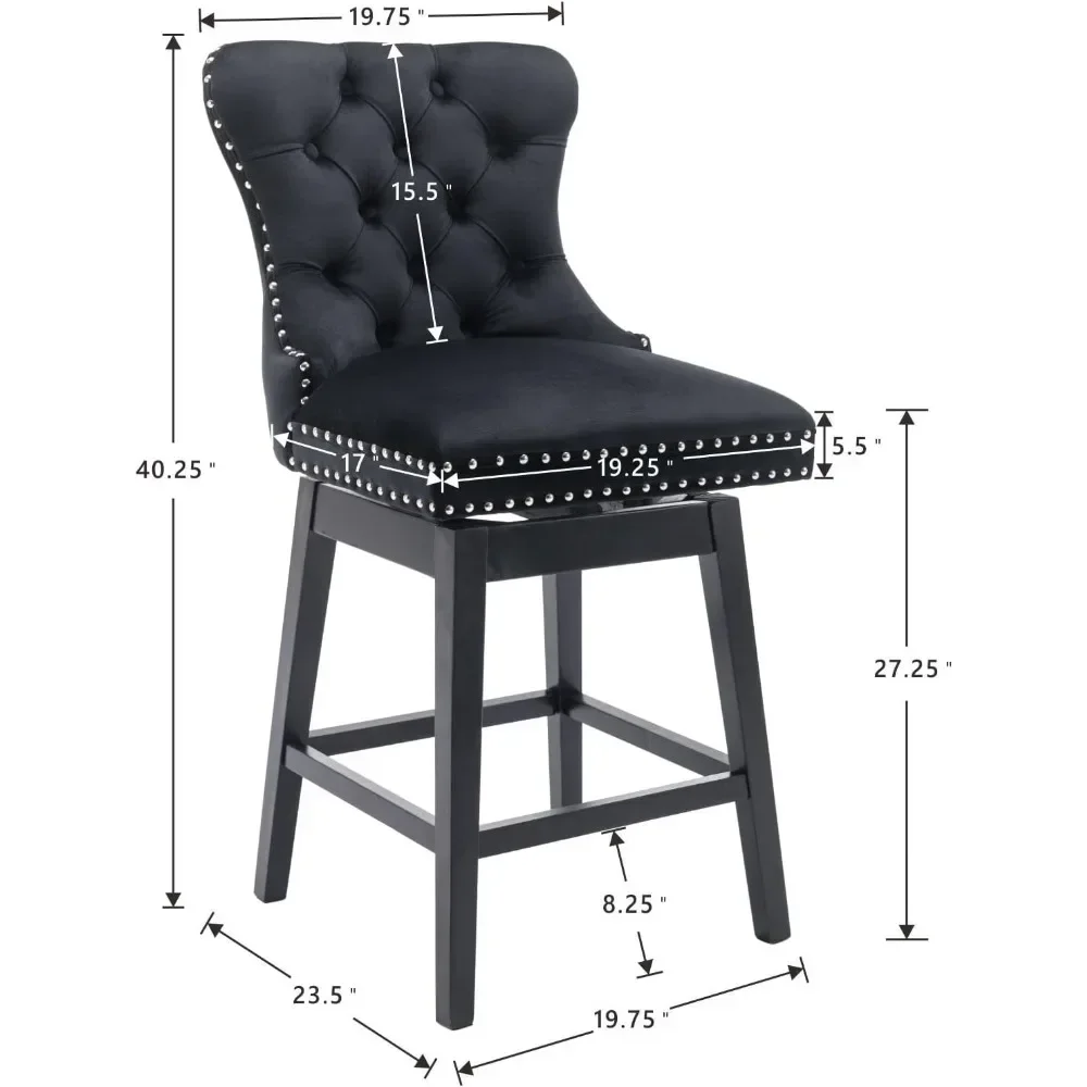 Ajustável Bent Madeira Barstool, cadeira giratória Bar, PU couro estofado volta e apoio para os pés, conjunto de 2