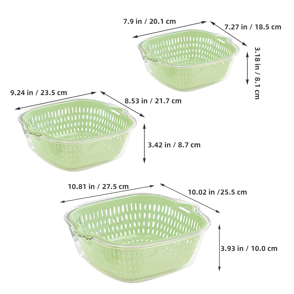

Double Layer Vegetable Washing Basket Kitchen Fruit Strainer Colander Bowl Drain Six Piece Set Plastic Home Tool