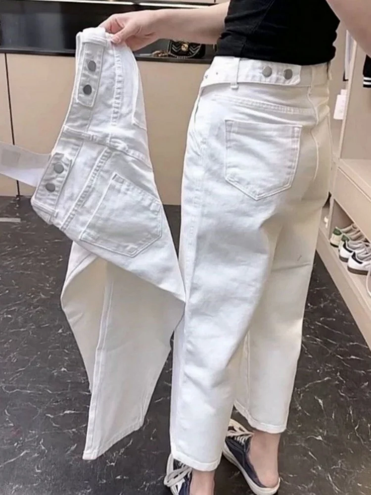 

High Waist Loose Casual Nine-Tenths Jeans Women plus Size Summer New Style Versatile Slimming Dad Pants Straight Leg Pants
