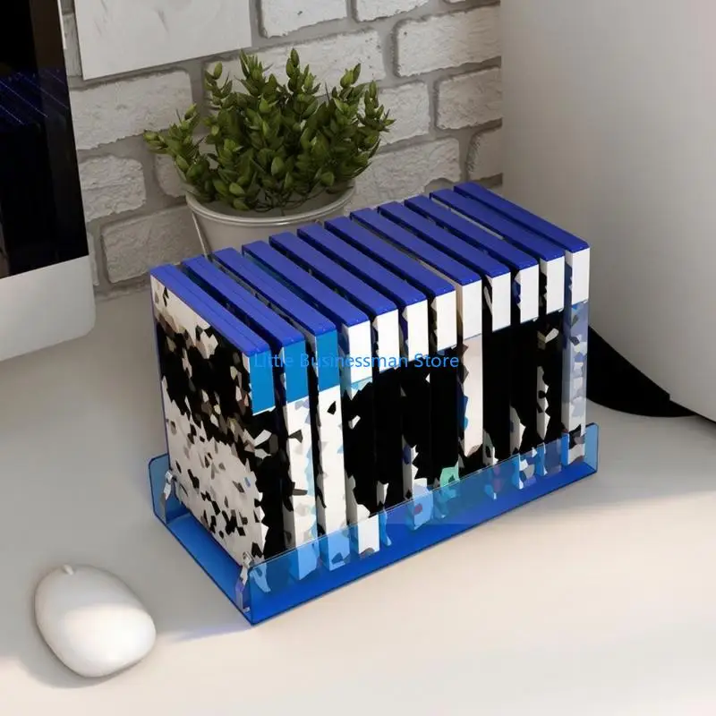 Game Disc Case Holder Acrylic 12 Section Storage Rack with Dividers for Desk, Shelf, and Stand Display M76A