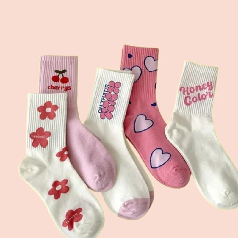 

3 Pairs Funny Graph Socks Comfortable Breathable Mid-calf Socks Women Mid-Calf Cotton Socks Fashion High Quality 2024 New Socks