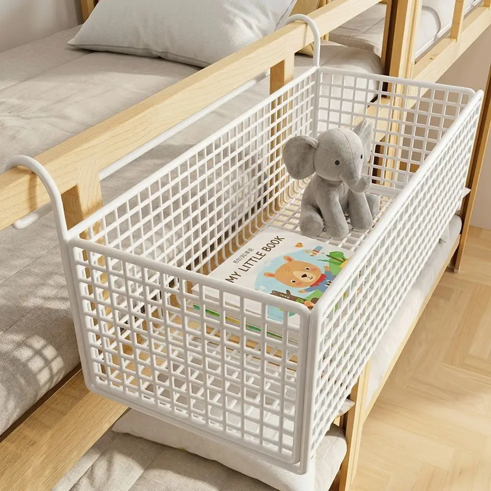

Simple Hollow Hanging Storage Rack No Drill Iron Bedside Hanging Basket Large Capacity Holder Space-Saving Shelf Dorm