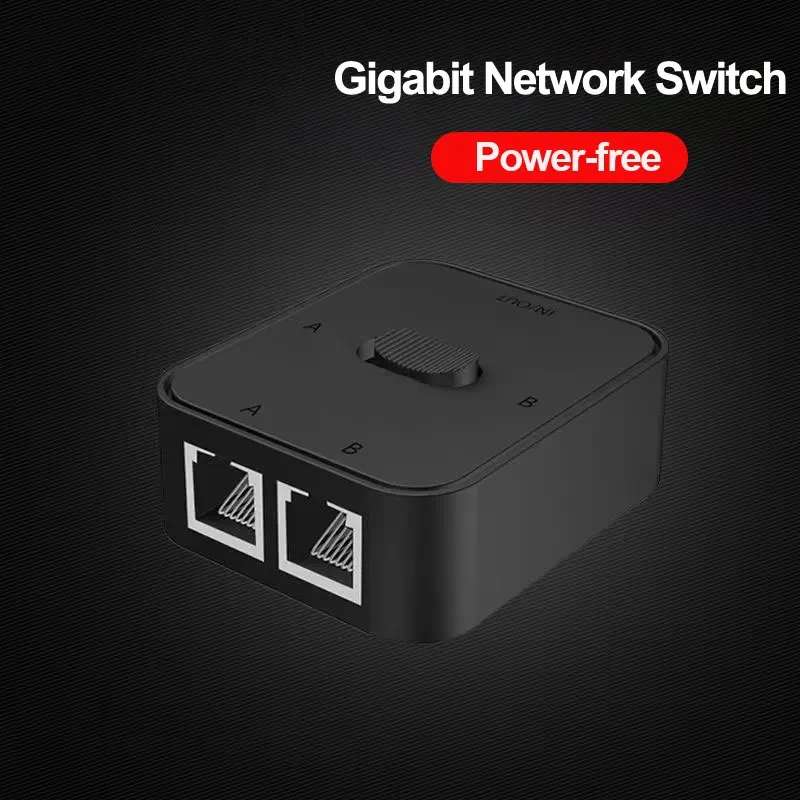 2Port RJ45 LAN CAT6 Ethernet Switcher Adapter 1000Mbps Gigabit 2 In 1 Out/1 In 2 Out Internal External Network Switcher Splitter