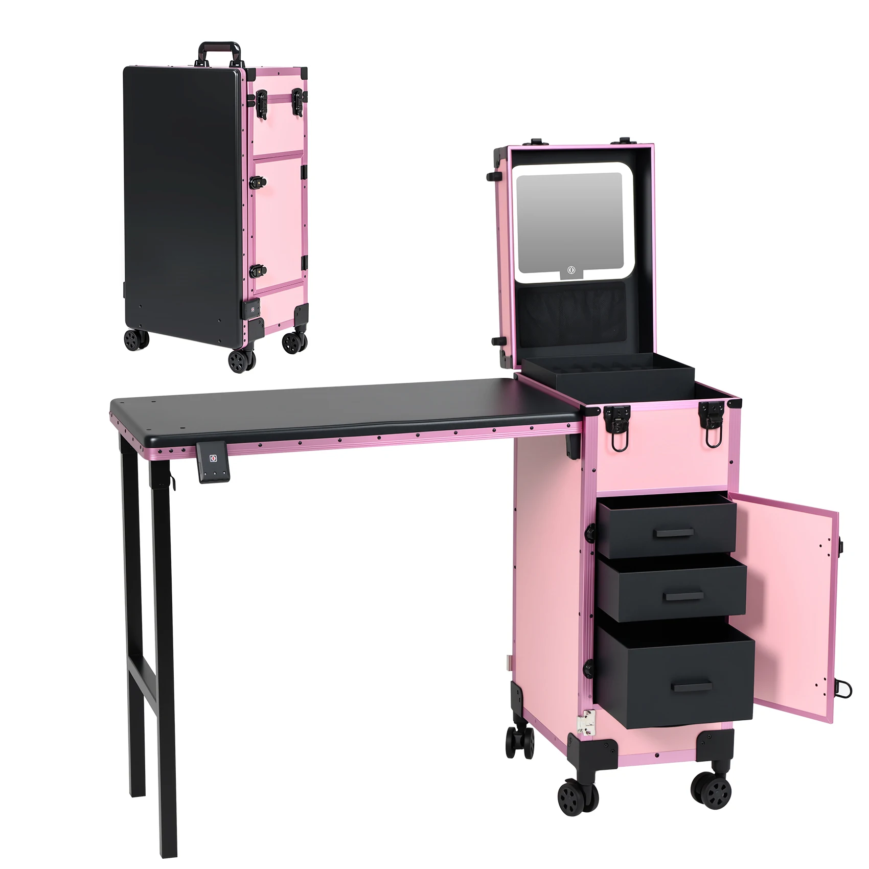 OBOX Foldable Nail Desk Fportable Nail Table Salon Furniture Set For Makeup Artist Beauty Studio OEM/ODM