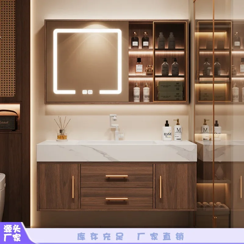 Medieval hotel style bathroom cabinet combination slate ceramic integrated seamless basin bathroom washbasin hand washbasin