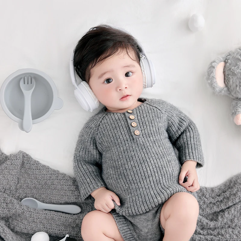 3-4M Baby Girl Tinta unita Manica lunga Abiti Invernali Vestiti appena nati 2 pezzi Set con berretto Cappello Calzini Puntelli per fotografia neonato