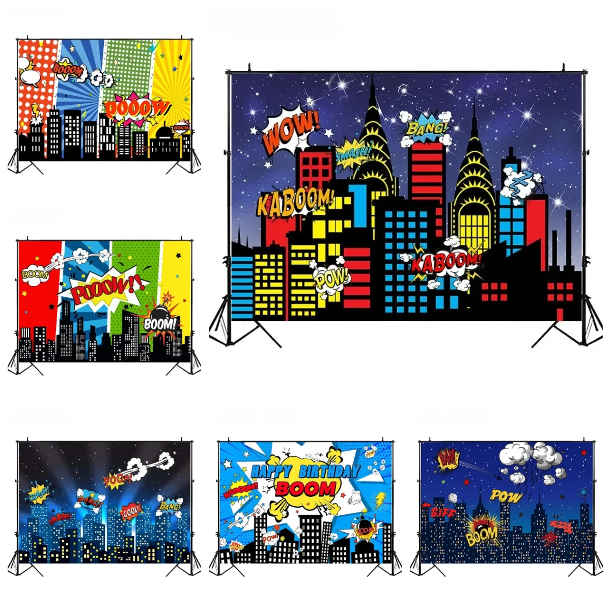 

Super Hero Night City Building Photography Background Child Birthday Cartoon Newborn Cake Smash Backdrop Photo Studio Photophone